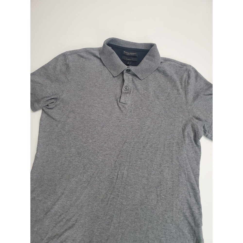 Banana Republic Men's Short Sleeve Luxury Fit Casual Polo Shirt, Gray, Medium